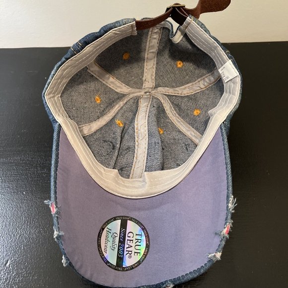 True Gear Denim Distressed KISS Band Bling Baseball Hat Cap New - Picture 9 of 16